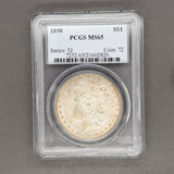 Estate 0.900 Silver 1898 Toned Morgan Silver Dollar PCGS MS 65