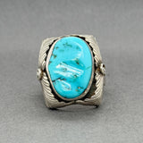 Estate SS Turquoise Feather Ring