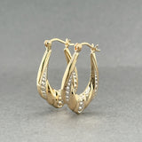 Estate 14K TT Gold Textured Oval Hoop Earrings