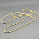 Estate 18K Y Gold 1.8mm 23.5” Rope Chain