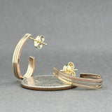 Estate 14K Tricolor Gold J Hoop Earrings