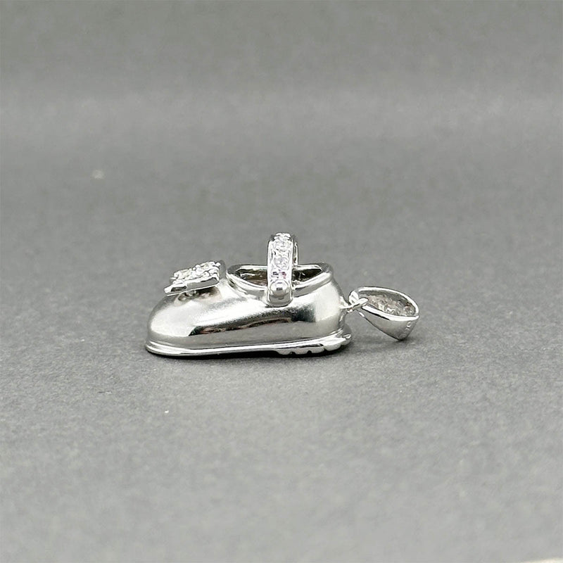 Estate 14K W Gold 0.05ctw J/I3 Diamond Baby Shoe Pendant