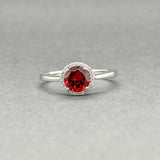Estate 14K W Gold 1.17ct Garnet & 0.05ctw Diamond Ring
