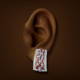 Estate 18K W Gold 2.40ctw Garnet & 1.57ctw Diamond Earrings