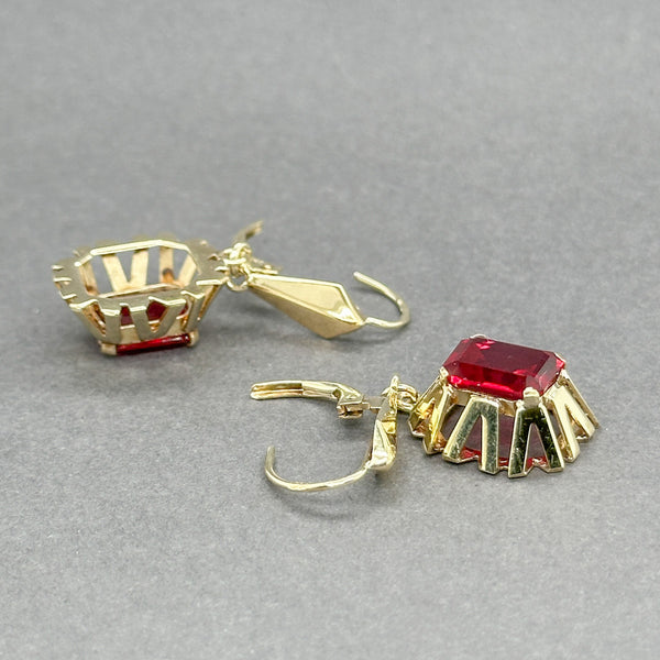 Estate 14K Y Gold 5.16ctw Lab-Created Ruby Drop Earrings