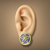 Estate Tiffany & Co. 18K Y Gold Schlumberger Lapis Sand Dollar Earrings