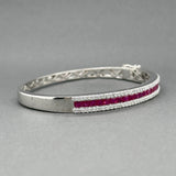 Estate 14K W Gold 3.22ctw Ruby & 1.04ctw Diamond Bangle Bracelet