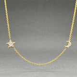 Estate 14K Y Gold 0.08ctw F/VS2-SI1 Diamond Star & Moon Necklace