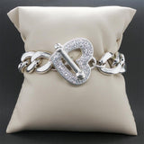 Estate SS CZ Heart Toggle Curblink Bracelet