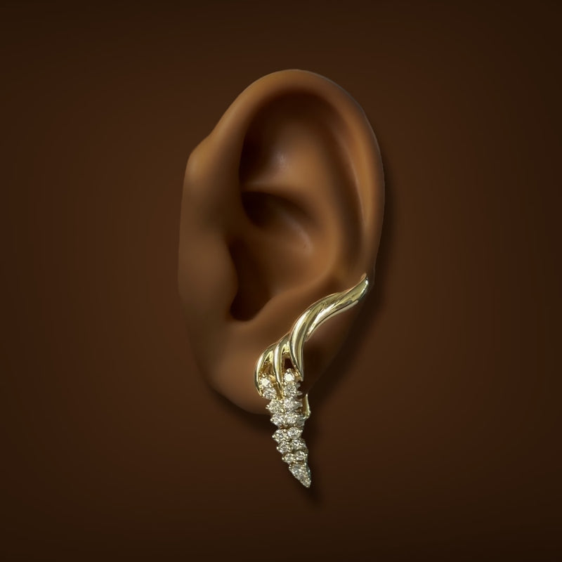 Estate Jose Hess 18K Y Gold 0.92ctw Diamond Earrings