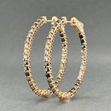 Estate Levian 14K R Gold 3.13ctw Diamond Oval Layer Cake In/Out Hoop Earrings