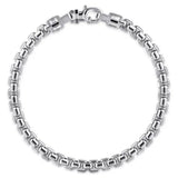 SS 8"Men's 5mm Solid Round Box Chain Bracelet