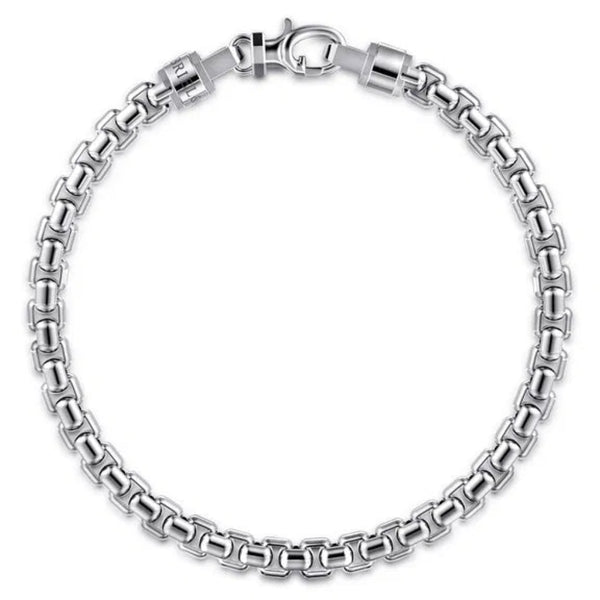 SS 8"Men's 5mm Solid Round Box Chain Bracelet