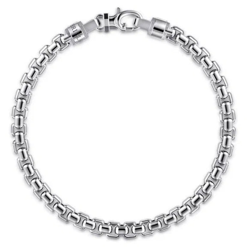 SS 8"Men's 5mm Solid Round Box Chain Bracelet