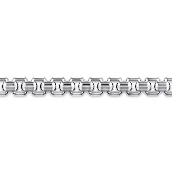 SS 8"Men's 5mm Solid Round Box Chain Bracelet