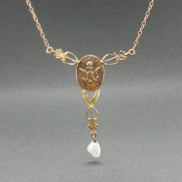 Estate Antique 10K Y Gold War of 1917 Seed Pearl Necklace