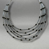 Estate David Yurman SS 14 Onyx 5 Strand Necklace
