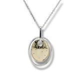 14K TT Gold 0.33ctw F/SI1 Double Oval Hammered Diamond Pendant