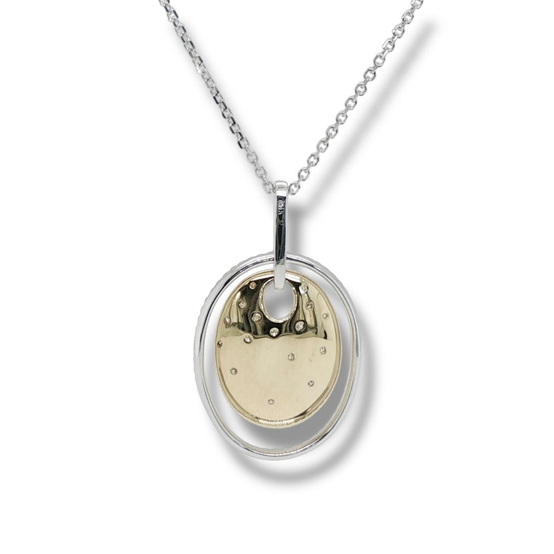 14K TT Gold 0.33ctw F/SI1 Double Oval Hammered Diamond Pendant