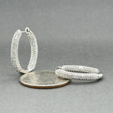 Estate 14K W Gold 0.68ctw H-I/SI1-2 Diamond In/Out Hoop Earrings