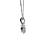 14K W Gold 0.12ctw H/SI1 Diamond and 0.99ctw Halo Sapphire Pendant