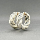 Estate David Yurman SS Sculpted Cable Hoop Earrings