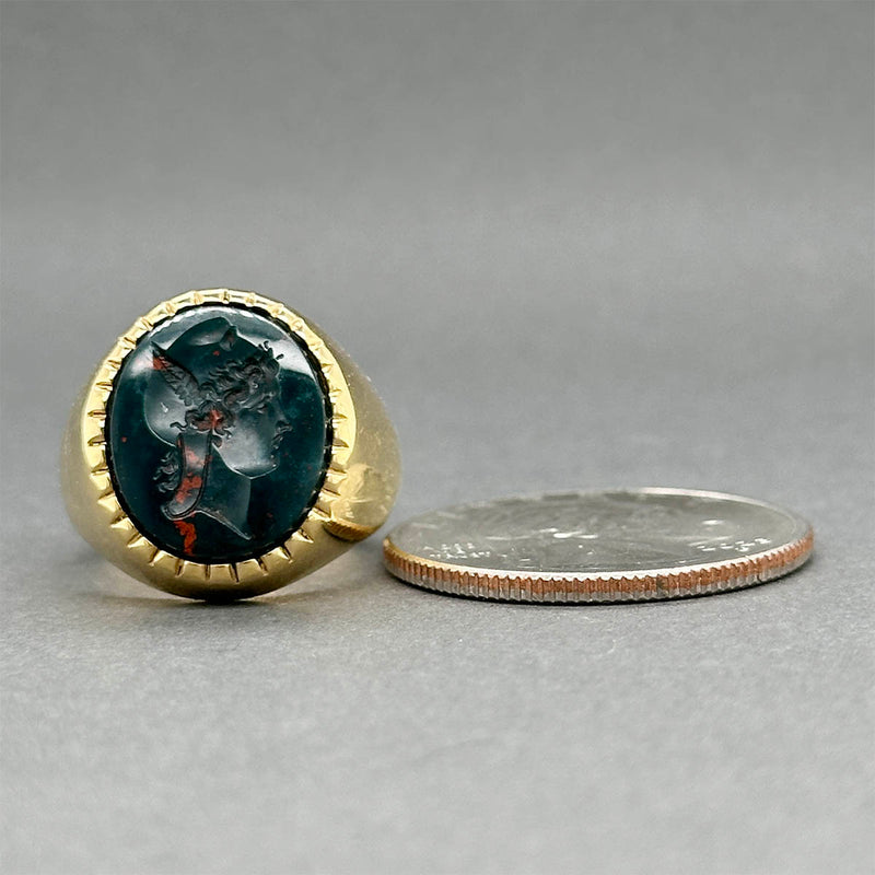 Estate 18K Y Gold 3.06ct Bloodstone Intaglio Ring