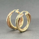 Estate 14K TT Gold 28.9mm Crossover Hoop Earrings