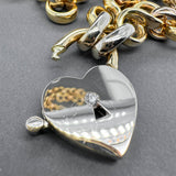 Estate 18K Y Gold 0.07ct Diamond Heart Lock Necklace