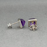 Estate 18K W Gold Amethyst Stud Earrings