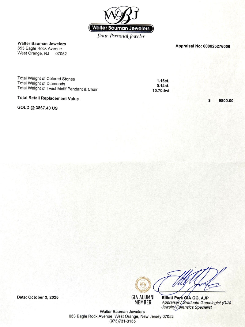 Estate Platinum 1.16ct Aquamarine & 0.14ctw Diamond Pendant