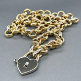 Estate 18K Y Gold 0.07ct Diamond Heart Lock Necklace