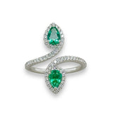 18K W Gold 0.74ctw Emerald and H/SI1 0.36ctw Diamond Ring - Walter Bauman Jewelers