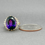 Estate 14K Y Gold 6.57ct Amethyst & 0.34ctw F-G/SI1-2 Diamond Ring