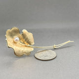 Estate 14K Y Gold Pearl Flower Brooch
