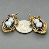 Estate Victorian 14K Y Gold Cameo 11.20ctw Onyx Dangle Earrings