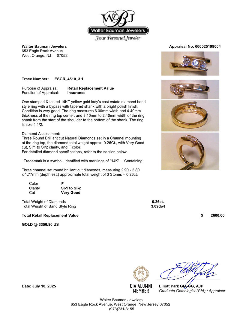 Estate 14K Y Gold 0.26ctw Diamond Ring