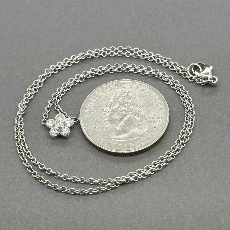 Estate 18K W Gold 0.39ctw Diamond Star Cluster Necklace