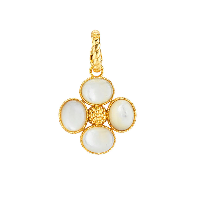 Brass YGP MOP Berry Clover Double Sided Pendant