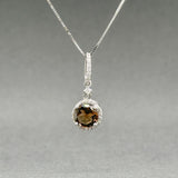 Estate 14K W Gold 0.70ct Smoky Quartz & 0.06ctw Diamond Pendant