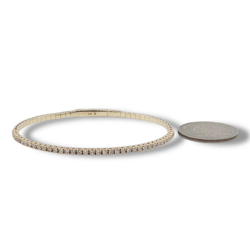 14K Y Gold 1.00ctw H/SI1 Diamond Flexible Bangle Bracelet