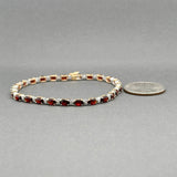 Estate 14K Y Gold 6.25ctw Garnet & 0.22ctw Diamond Bracelet