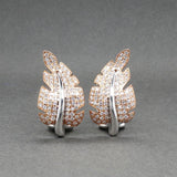 Estate 18K TT Gold 0.84ctw Diamond Leaf Earrings