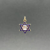 Estate 18K Y Gold Enamel Mini Star of David Pendant