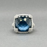 Estate Judith Ripka SS Blue Doublet CZ Ring