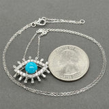 Estate 14K W Gold 1.27ct Turquoise & 0.87ctw Diamond Evil Eye Pendant