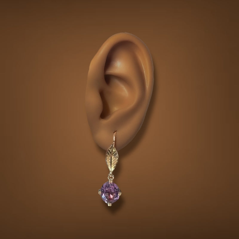 Estate 18K R Gold 10.74ctw Lab-Created Purple Sapphire Earrings