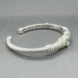 Estate Judith Ripka SS 18 Quartz & Diamond Cuff Bracelet