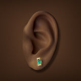 Estate 14K Y Gold 0.34ctw Emerald Stud Earrings
