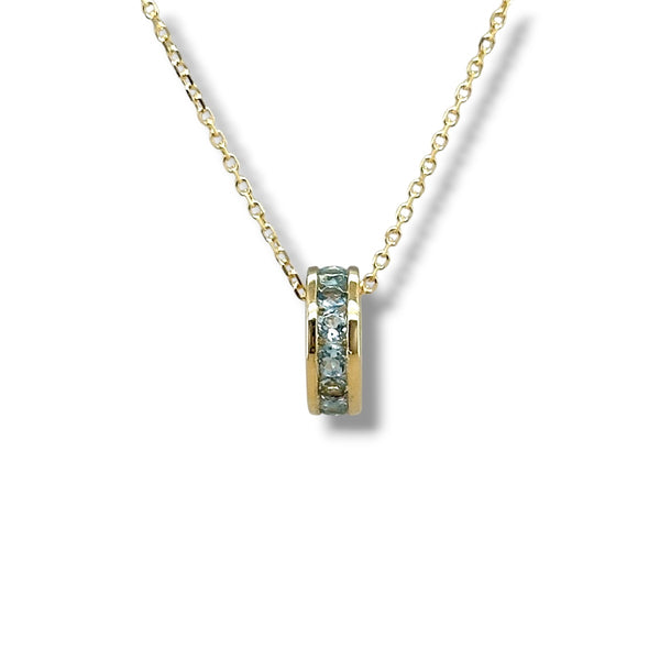 14K Y Gold 0.26ctw Aquamarine Rondell Pendant
